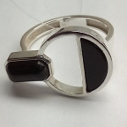 Кольцо 301-1, Серебро 925, Серебрение, Янтарь-Вишневый