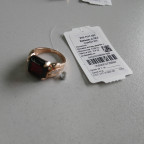 Кольцо 111-1, Серебро 925, Позолота, Янтарь-Вишневый; Фианиты