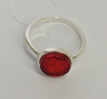 Кольцо 052-1, Серебро 925, Серебрение, Янтарь-Красный