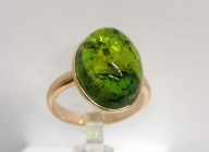 Кольцо 285-1, Серебро 925, Позолота, Янтарь-Изумрудный