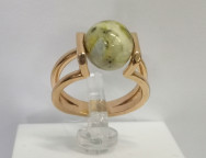 Кольцо 081-2, Серебро 925, Позолота, Янтарь-Перепелиный