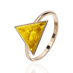 Кольцо 233-1, Серебро 925, Позолота, Янтарь-Лимонный
