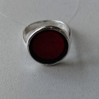 Кольцо 281-1, Серебро 925, Серебрение, Янтарь-Вишневый