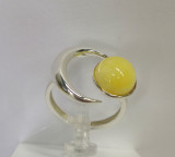 Кольцо 249-1, Серебро 925, Серебрение, Янтарь-Матовый