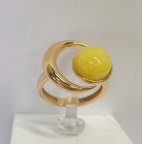 Кольцо 249-1, Серебро 925, Позолота, Янтарь-Матовый