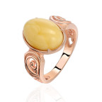 Кольцо 121-1, Серебро 925, Позолота, Янтарь-Матовый