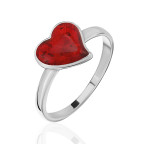 Кольцо 479-1, Серебро 925, Серебрение, Янтарь-Красный