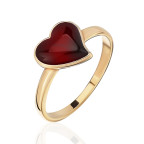 Кольцо 479-1, Серебро 925, Позолота, Янтарь-Вишневый