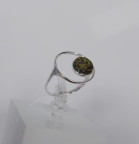 Кольцо 516-1, Серебро 925, Серебрение, Янтарь-Зеленый