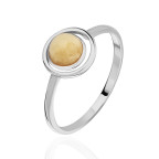 Кольцо 484-1, Серебро 925, Серебрение, Янтарь-Матовый