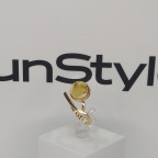 Кольцо 487-1, Серебро 925, Позолота, Янтарь-Перепелиный