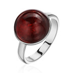 Кольцо 230-1, Серебро 925, Серебрение, Янтарь-Вишневый