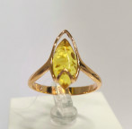 Кольцо 009-1, Серебро 925, Позолота, Янтарь-Лимонный