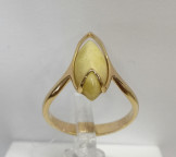 Кольцо 009-1, Серебро 925, Позолота, Янтарь-Матовый