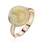 Кольцо 230-1, Серебро 925, Позолота, Янтарь-Перепелиный