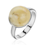 Кольцо 230-1, Серебро 925, Серебрение, Янтарь-Перепелиный