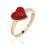 Кольцо 479-1, Серебро 925, Позолота, Янтарь-Красный