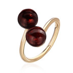 Кольцо 292-2, Серебро 925, Позолота, Янтарь-Вишневый