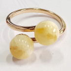 Кольцо 292-2, Серебро 925, Позолота, Янтарь-Матовый