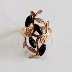 Кольцо 019-1, Серебро 925, Позолота, Янтарь-Вишневый