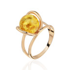 Кольцо 488-1, Серебро 925, Позолота, Янтарь-Лимонный