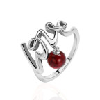 Кольцо 232-2, Серебро 925, Серебрение, Янтарь-Вишневый