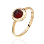 Кольцо 484-1, Серебро 925, Позолота, Янтарь-Вишневый