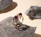 Кольцо 082-1, Серебро 925, Позолота, Янтарь-Вишневый