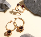 Кольцо 082-1, Серебро 925, Позолота, Янтарь-Вишневый