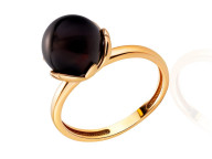 Кольцо 073-1, Серебро 925, Позолота, Янтарь-Вишневый