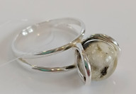 Кольцо 488-1, Серебро 925, Серебрение, Янтарь-Перепелиный