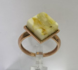 Кольцо 242-1, Серебро 925, Позолота, Янтарь-Матовый