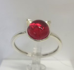 Кольцо 053-1, Серебро 925, Серебрение, Янтарь-Красный