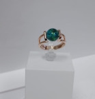 Кольцо 081-2, Серебро 925, Позолота, Янтарь-Лазурный