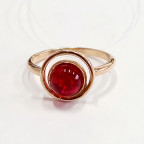 Кольцо 484-1, Серебро 925, Позолота, Янтарь-Красный