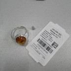 Кольцо 278-1, Серебро 925, Серебрение, Янтарь-Коньячный