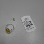 Кольцо 278-1, Серебро 925, Серебрение, Янтарь-Лимонный