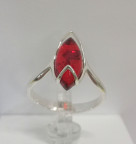 Кольцо 009-1, Серебро 925, Родирование, Янтарь-Красный