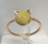 Кольцо 053-1, Серебро 925, Позолота, Янтарь-Матовый