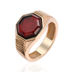 Кольцо 267-1, Серебро 925, Позолота, Янтарь-Вишневый