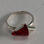 Кольцо 304-1, Серебро 925, Серебрение, Янтарь-Красный