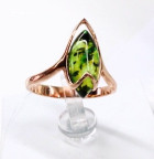 Кольцо 009-1, Серебро 925, Позолота, Янтарь-Изумрудный