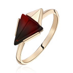 Кольцо 304-1, Серебро 925, Позолота, Янтарь-Вишневый