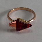 Кольцо 304-1, Серебро 925, Позолота, Янтарь-Красный