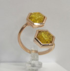 Кольцо 356-5, Серебро 925, Позолота, Янтарь-Лимонный