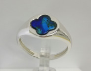 Кольцо 570-2, Серебро 925, Серебрение, Янтарь-Синий