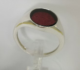 Кольцо 281-2, Серебро 925, Серебрение, Янтарь-Вишневый