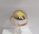 Кольцо 257-1, Серебро 925, Позолота, Янтарь-Матовый