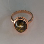 Кольцо 278-1, Серебро 925, Позолота, Янтарь-Зеленый