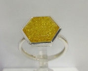 Кольцо 356-3, Серебро 925, Серебрение, Янтарь-Лимонный